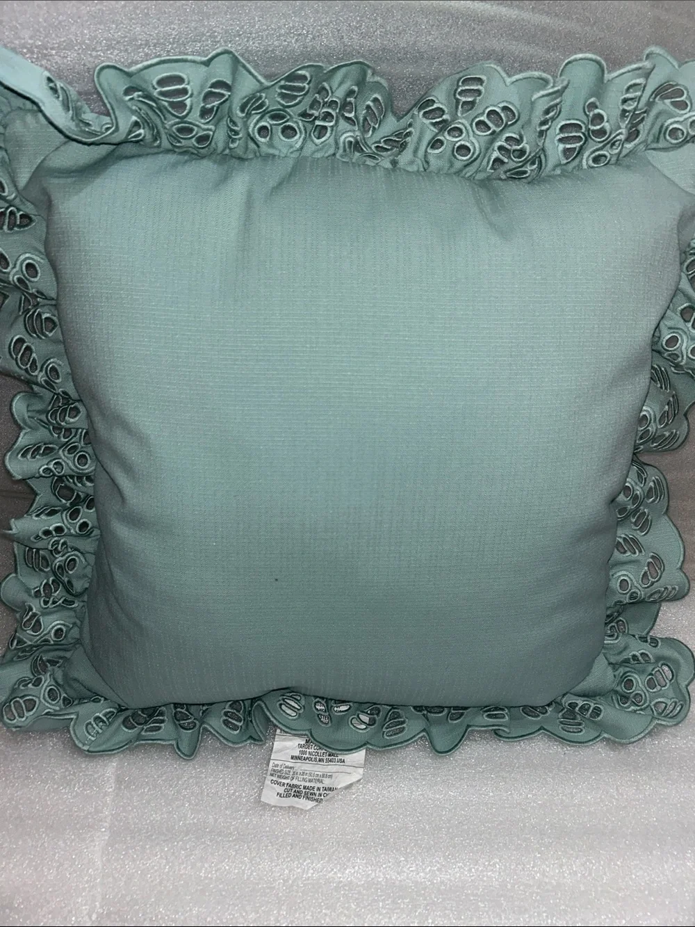 26” x  26” Eyelet Ruffle Outdoor Pillow Blue. Threshold W/ Studio McGee